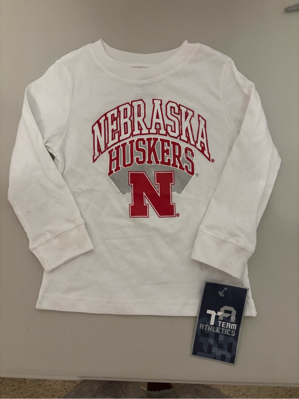 NWT Nebraska Huskers White Long-Sleeve Kids 2T Tee - Team Athletics